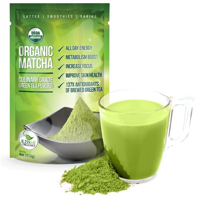 Kiss Me Organics Matcha Green Tea Powder PLUS 26 Recipes Featuring Matcha!