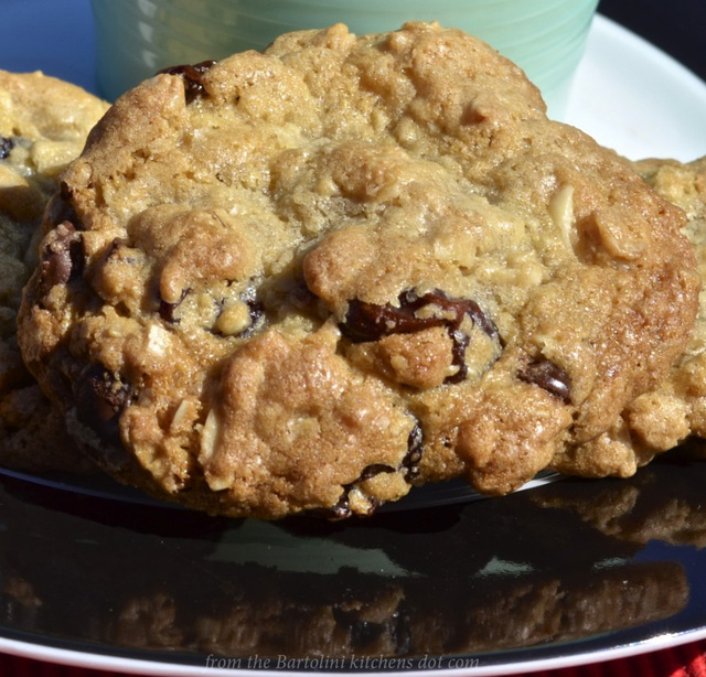 Oatmeal Cookies with Two Chocolates, Dried Cherries, and Almonds