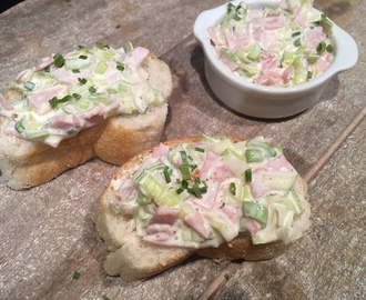 Ham-prei salade voor op brood of toast