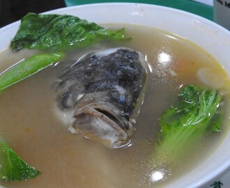 Salmon head in sour miso soup (Salmon sinigang sa miso)