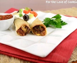 Baked Shredded Beef, Bean, Extra Sharp Cheddar and Jalapeno Taquitos