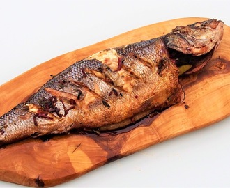 Roast sea bass with Thai style marinade