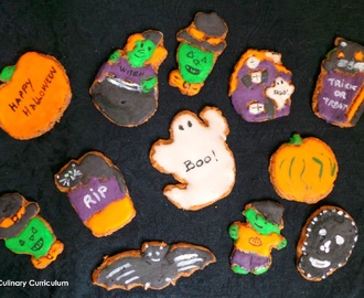 Petits sablés shortbread d'Halloween décorés à la Chicorée Leroux (Small Halloween decorated shortbread biscuits Halloween ith Leroux chicory)