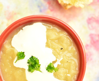 Zupa z białej kapusty z kremem cebulowo - czosnkowym po staropolsku
