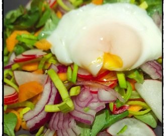 Recept: pestrobarevný salát se ztraceným vejcem