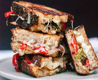 Balsamic Roasted Broccoli and Red Pepper Grilled Cheese