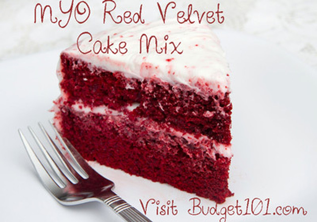 Homemade Red Velvet Cake Mix- a simple make ahead red velvet cake mix convenience recipe that you can store in your pantry until you're ready to make a last minute dessert, or as a delicious homemade gift mix