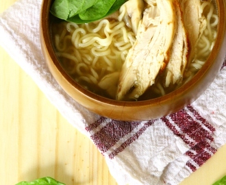 Roasted Chicken And Ramen Noodles Soup