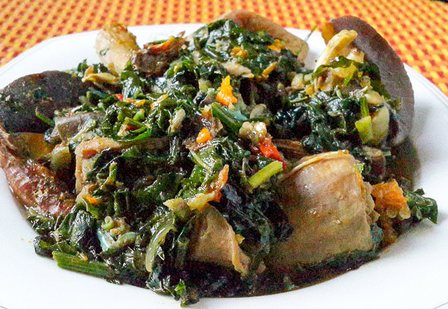 Nigerian Vegetable Soup---crisp and fresh with a very vibrant colour.