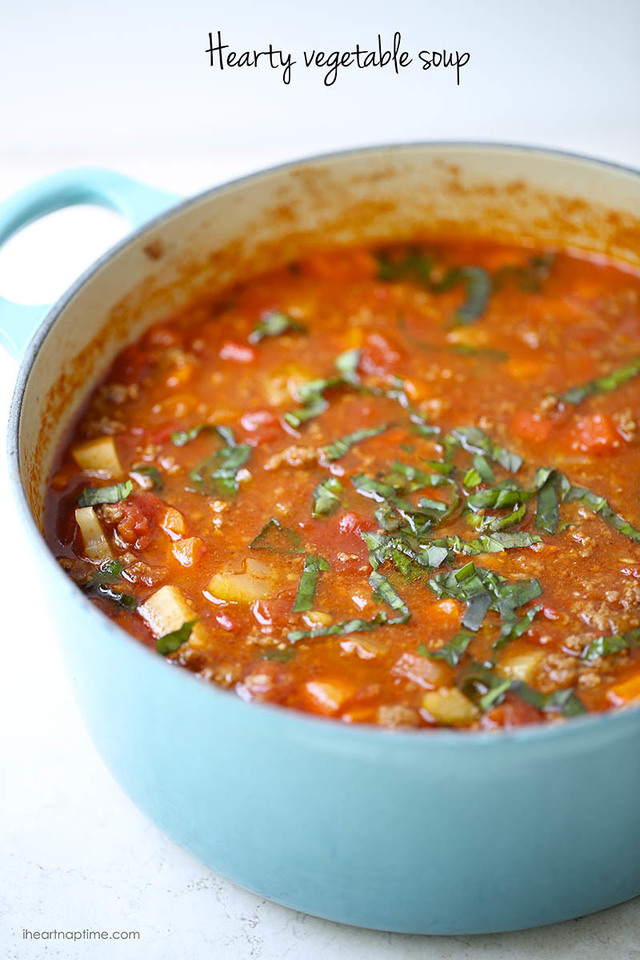 One-pot hearty vegetable soup. Easy to make, healthy and completely delicious! Also a whole 30 recipe!