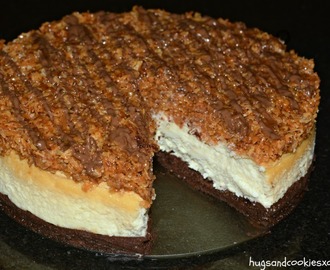 Samoa Cookie Brownie Cheesecake