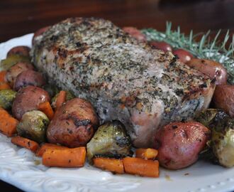 Easy Herb Crusted Pork Loin with Roasted Vegetables