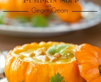 Roasted Pumpkin Soup with Ginger Cream