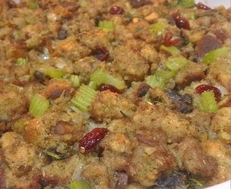 Hearty Fig, Pepita and Maple Bread Stuffing with Sausage and Fresh Herbs