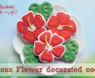 Moana Cookies - How to make hibiscus flower cookie for Moana Party