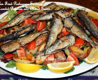 Pan Fried Portuguese Sardines over Roasted Red Potatoes & Mixed Salad Greens