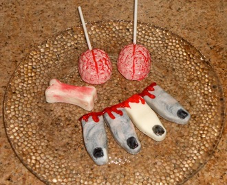 Candy Zombie Fingers, Bone and Bloody Brain Lollypops ~ A Convenient Halloween Candy Making Product Test!