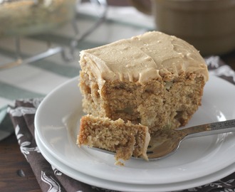 Peanut Butter Apple Snack Cake with Peanut Butter Frosting