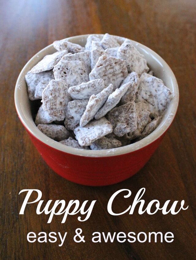 Puppy Chow – A chocolate,  peanut buttery, sweet treat!