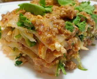 Asian Lasagne (Thai Beef Curry Layered with Asian Tofu Salad)