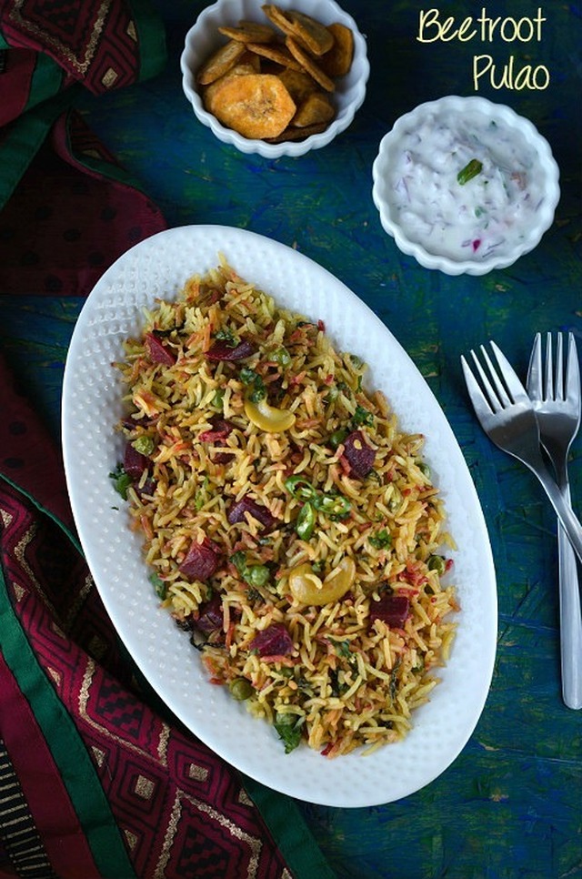Beetroot Pulao /Beetroot Rice