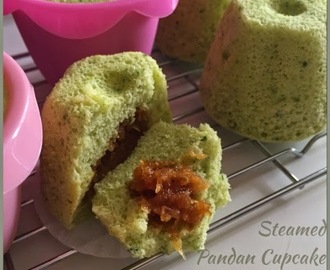 Steamed Pandan Cupcake with Candied Coconut Filling
