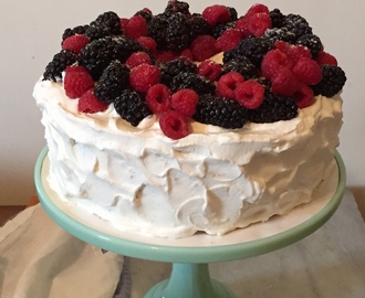 Orange Angel Food Cake, Whipped Cream Frosting And Berries For Fiesta Friday #60