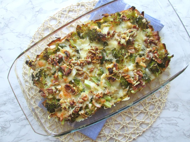 Broccoli ovenschotel met walnoten en mozarella (koolhydraatarm)