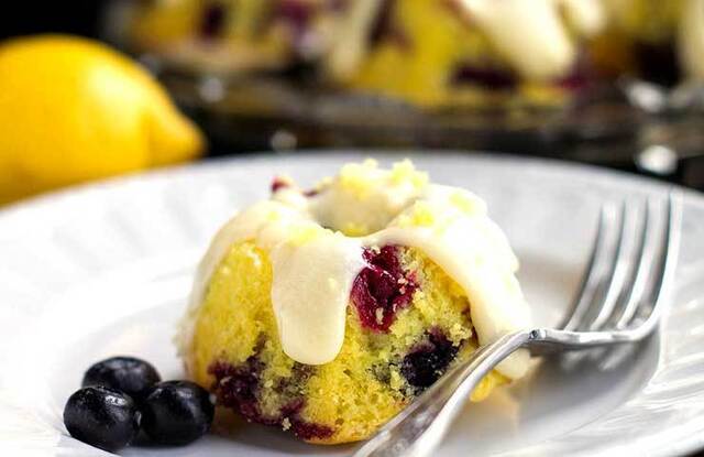 Easy One Bowl Lemon Blueberry Cake with Cream Cheese Frosting