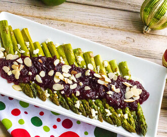 Garlic Roasted Asparagus with Cranberries and Almonds & an O Olive Oil #giveaway #holidayrecipes