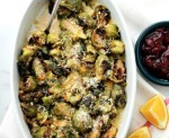 Bacon and Cheese Brussels Sprouts Casserole + My Thanksgiving Menu