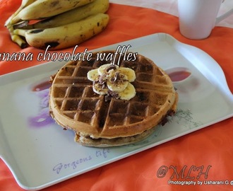 Wheat flour Banana chocolate waffles | wheat flour waffles | Break fast recipes | easy waffles recipes without butter | How to make chocolate banana waffles | Step by step pictures