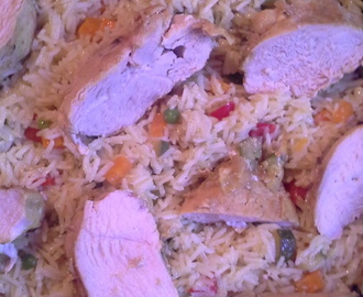 riz basmati aux légumes et filet de poulet