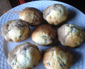 Muffins bicolores au mascarpone, Nutella et pépites de chocolat