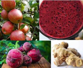 Recette de jus de fruits frais santé aux pommes, gingembre et betteraves (Scandinavie)