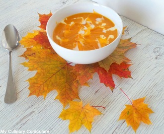 Soupe de courge, carottes et mimolette (Pumpkin soup, carrots and mimolette)