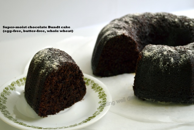 Super-moist Chocolate Bundt cake (egg-free, butter-free, whole-wheat)