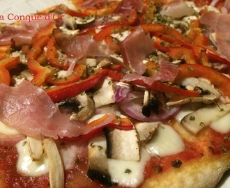 Pizza au speck,poivrons et champignons ou pizza DIY- les recettes de Enzo