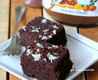 Nutella brownie - Eggless brownie cake - Eggless nutella brownie - Eggless baking