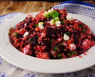 Quinoa and Roasted Beet Salad with Goat Cheese and Scallions