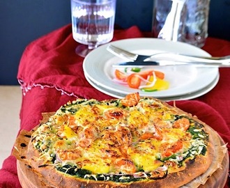 Whole Wheat Spinach/Palak Pizza - Indian Style