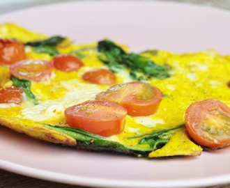 Koolhydraatarm ontbijt – Gebakken eitjes met cherrytomaten & verse spinazie