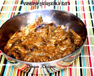 Vankaya gasagasala kura (Andhra Style) -  Spicy Brinjal Poppy seeds curry - Eggplant khuz khuz curry