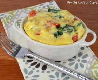 Baked Mini Frittata with Sautéed Spinach, Tomatoes, and Onion with Extra Sharp White Cheddar
