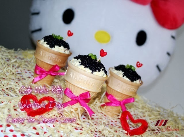 Pretty Hello Kitty Valentine's Day Caviar Ice-Cream Cones
