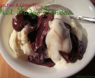 Sugar Free & Gluten Free Hot Fudge Frozen Yogurt Sundae, low carb