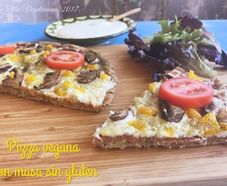 Pizza vegana con masa sin gluten.-