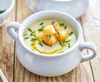 Cauliflower and Celery Root Soup with Roasted Garlic