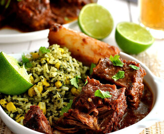 Fiery Fall Apart Mexican Beef Ribs with Green Mexican Rice