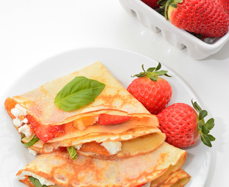 Strawberry Crepes With Goat Cheese and Basil